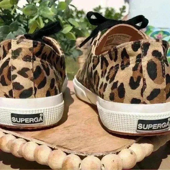 Superga Leopard Print Black Laced Low Top Sneaker Sz. 39.5 (8.5 USA) - Picture 7 of 10